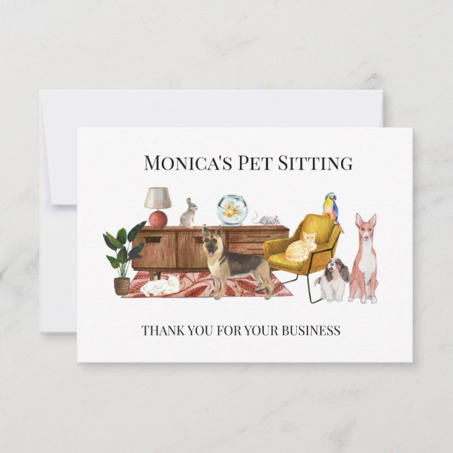 Pet Sitting Dog Cat Training Thank you Card (Front)