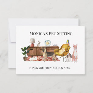 Pet Sitting Dog Cat Training Thank you Card