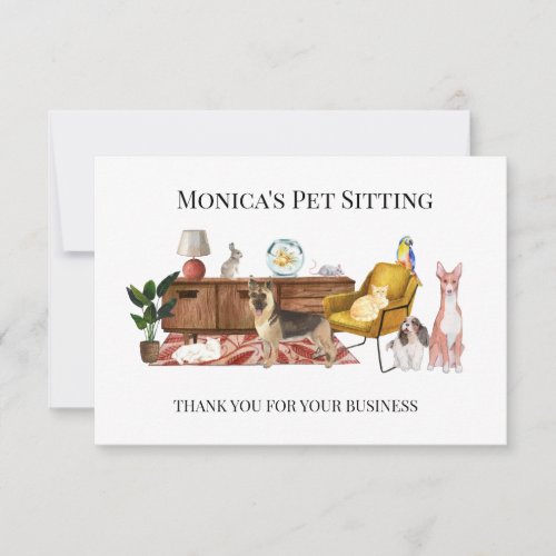 Pet Sitting Dog Cat Training Thank you Card