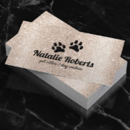 Pet Sitting Dog Paws Logo Modern Gold Glitter Business Card at Zazzle