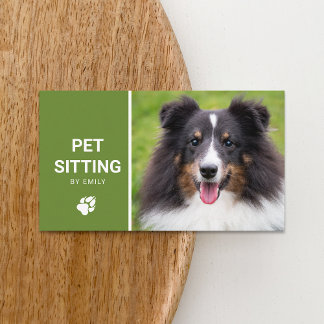 Pet Sitting Dog Service Happy Sheltie Dog Photo Business Card