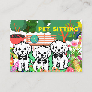 Pet Sitting & Dog Walker Colorful Floral Park Chic Business Card