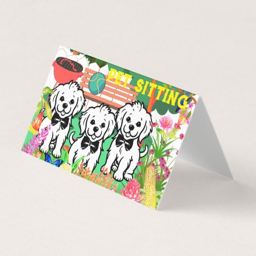 Pet Sitting  Dog Walker Colorful Floral Park Chic Business Card