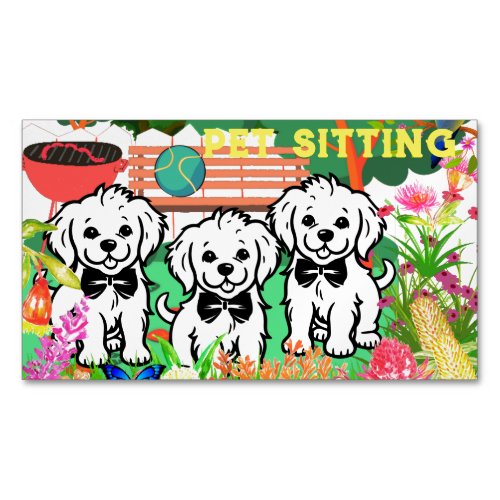 Pet Sitting  Dog Walker Colorful Floral Park Chic Business Card Magnet