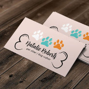 Pet Sitting Dog Walker Cute Color Paws Blush Pink Business Card at Zazzle