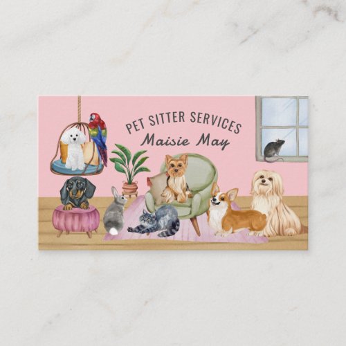 Pet Sitting Dog Walking Grooming Business Card