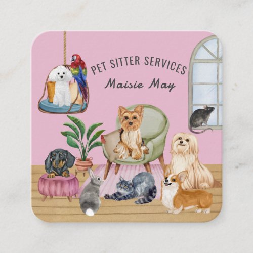 Pet Sitting Dog Walking Grooming Business Card