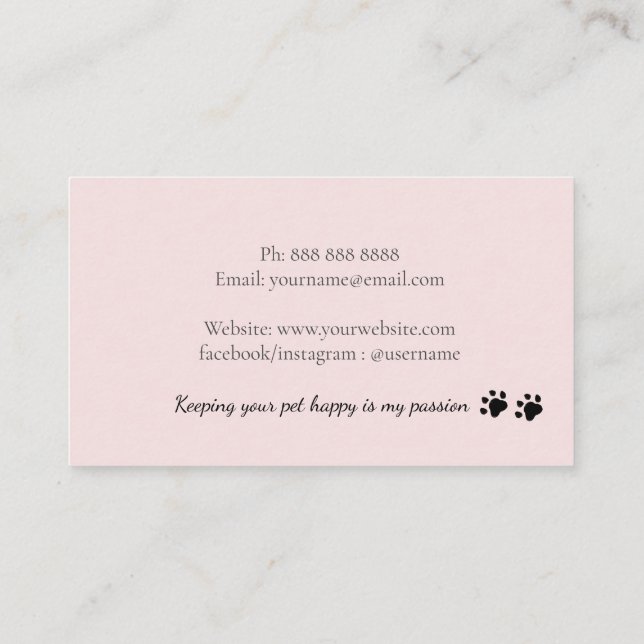 Pet sitting Dog walking pink Business Card