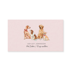 Pet sitting Dog walking pink Business Card
