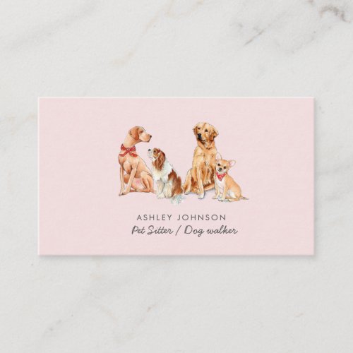 Pet sitting Dog walking pink Business Card