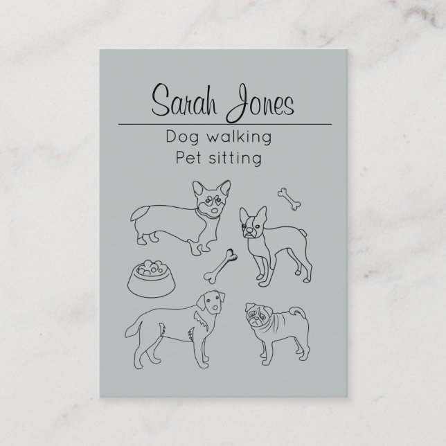 Pet Sitting Dog Walking Sitter Watercolor Business Card (Front)