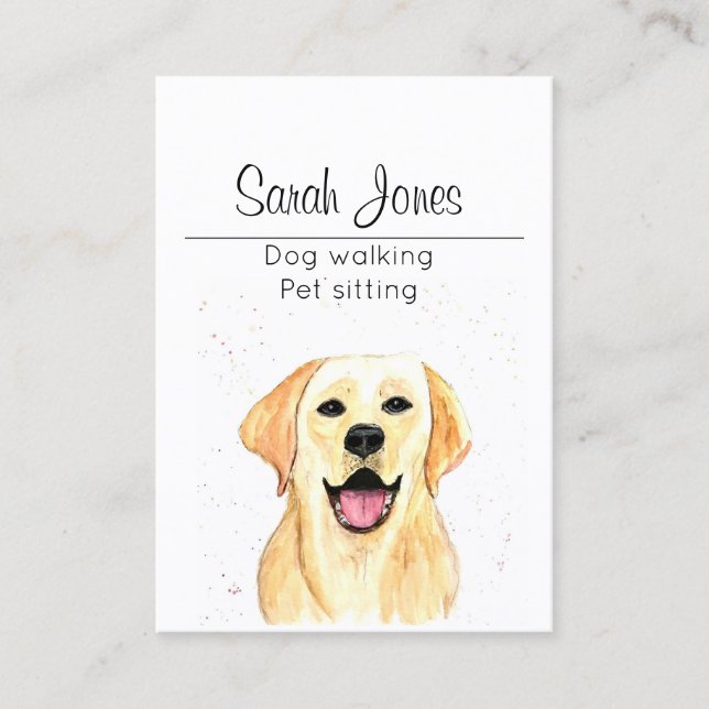 Pet Sitting Dog Walking Sitter Watercolor Business Card (Front)