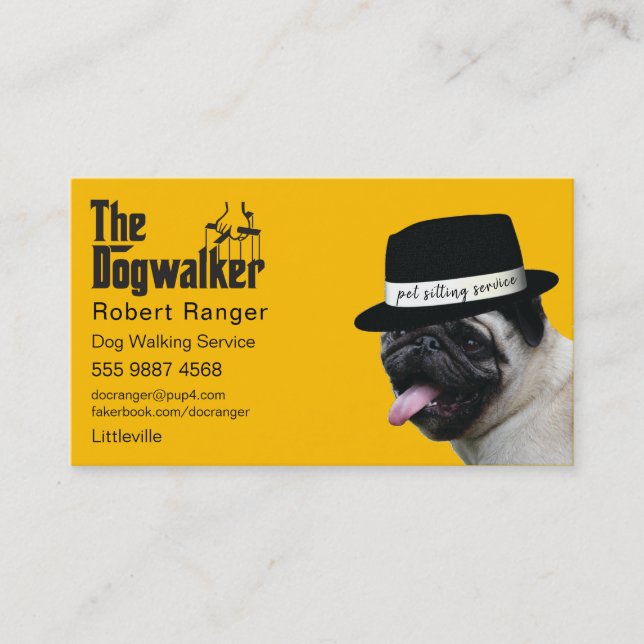 Pet Sitting 🐾 Dogfather Dog Walker Trustworthy  Business Card (Front)