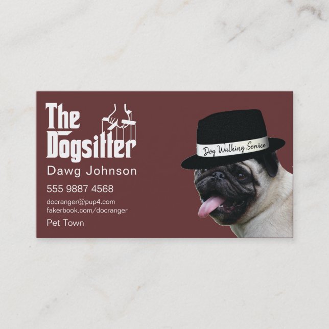 Pet Sitting 🐾 Dogfather Dog Walker Trustworthy  Business Card (Front)