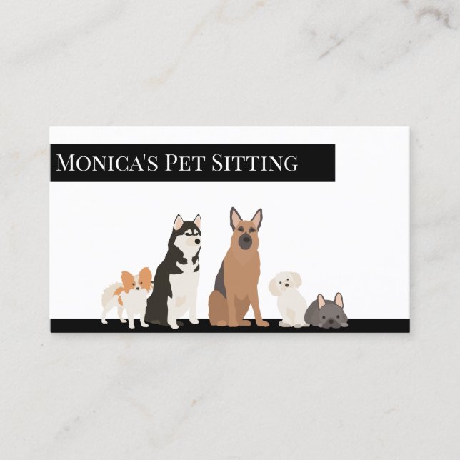 Pet Sitting Dogs Training Grooming Daycare  Business Card (Front)
