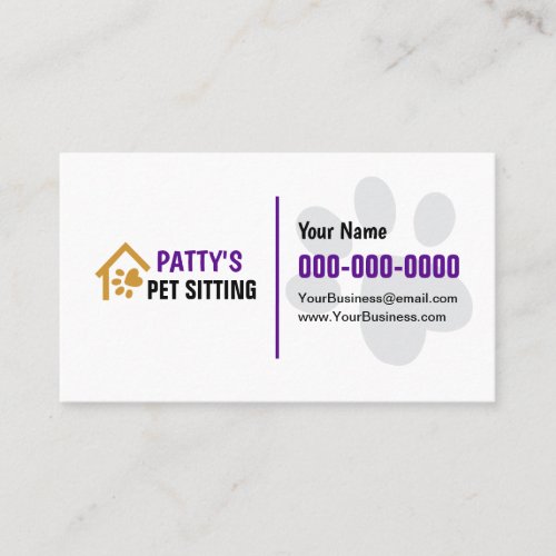 Pet Sitting Double Sided Business Card