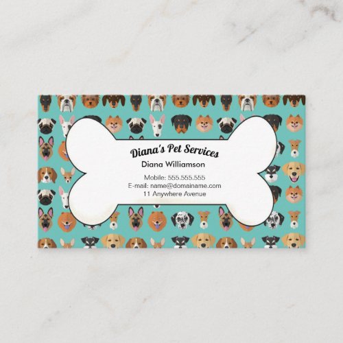 Pet Sitting Grooming and Services Business Card