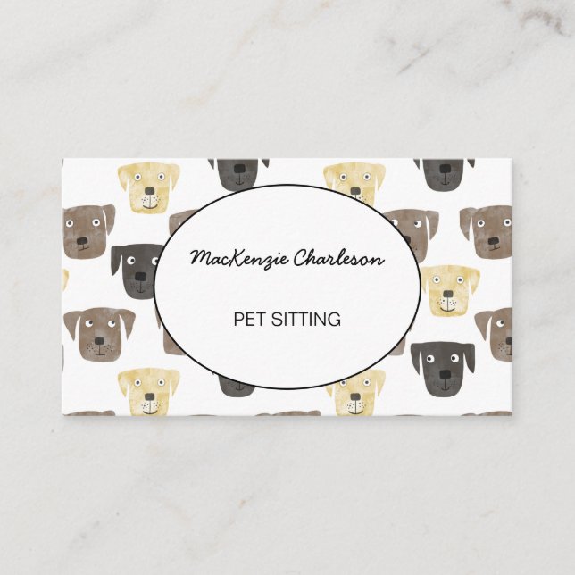 Pet Sitting Labrador Retriever Dog Business Card (Front)
