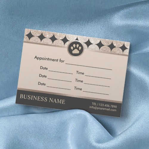 Pet Sitting Pet Salon Rose Gold Paw Logo  Appointment Card