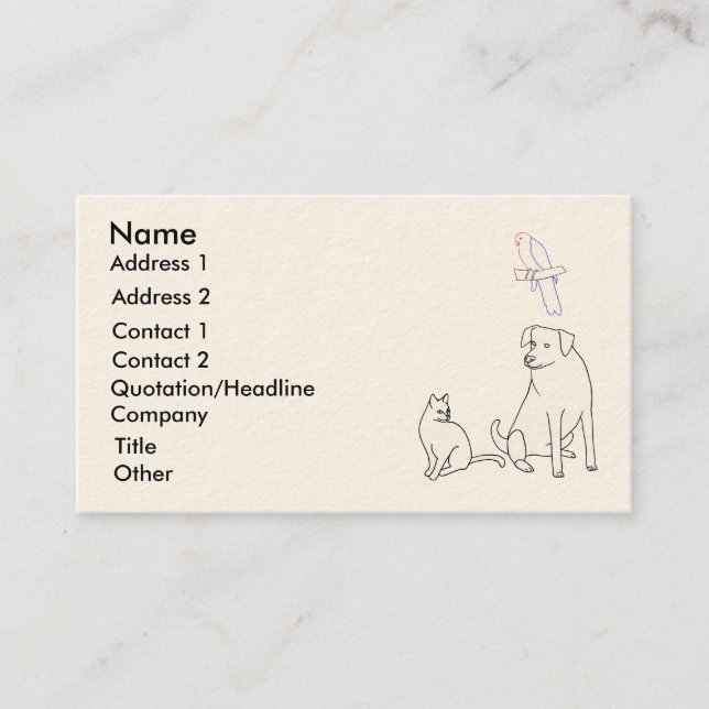 Pet sitting, pet service, business cards (Front)