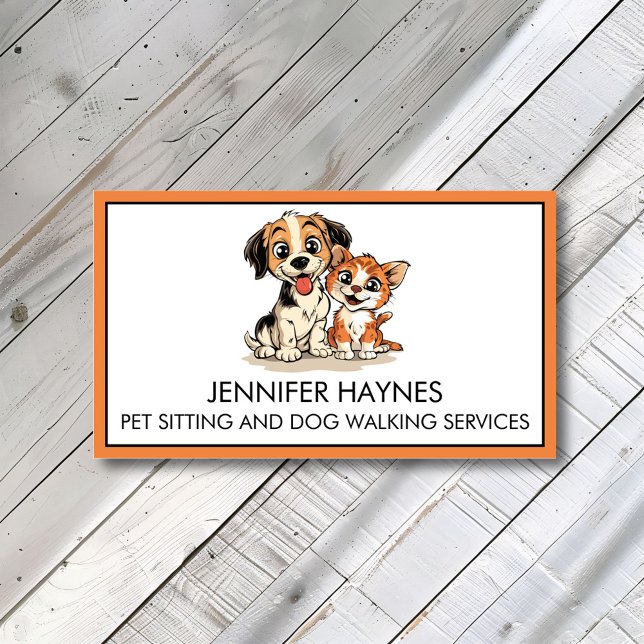 Pet Sitting Petsitting Dog Walking Services Cute Business Card (Creator Uploaded)