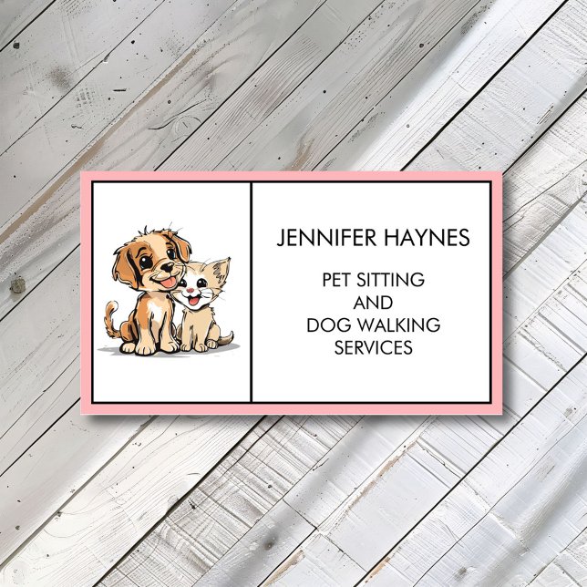 Pet Sitting Petsitting Dog Walking Services Cute  Business Card (Creator Uploaded)