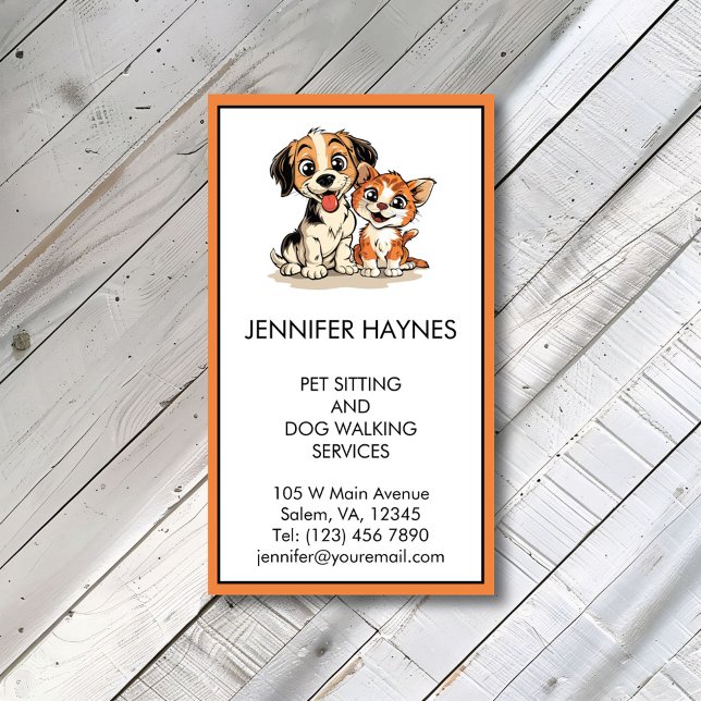 Pet Sitting Petsitting Dog Walking Services Cute Business Card (Creator Uploaded)