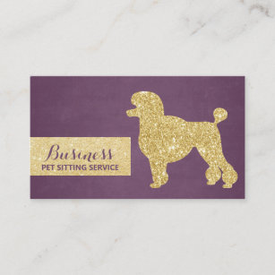 Pet Sitting Purple & Gold Poodle Silhouettes Business Card