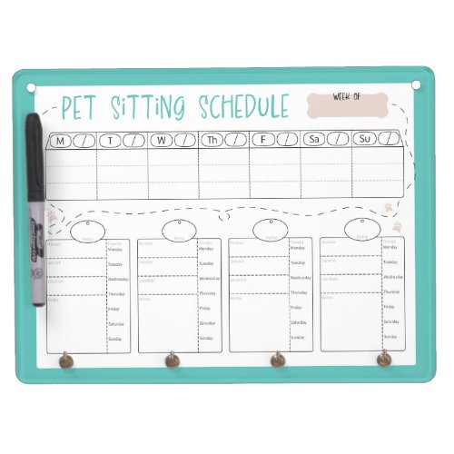 Pet Sitting Schedule Dry Erase Board