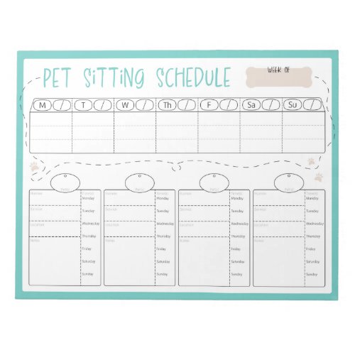 Pet Sitting Schedule Notepad