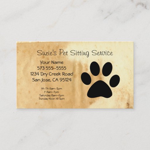 Customizable Pet Sitting Service Business Card