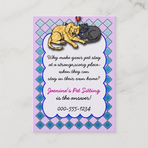 Customizable pet sitting service business card templates