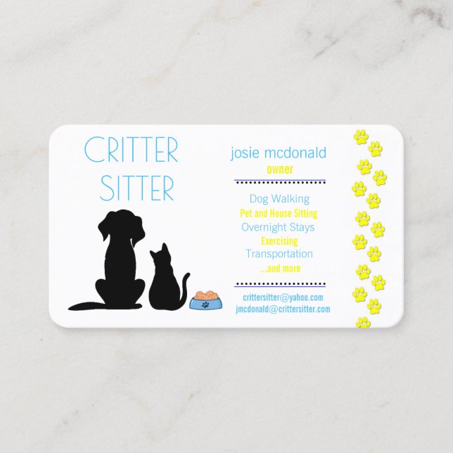 pet sitting service business card (Front)