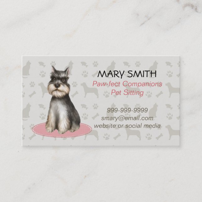 Pet Sitting Service Business Card with Siamese Cat (Front)