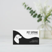 Pet Sitting Service Dog Silhouette Black And White Business Card (Standing Front)