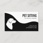 Pet Sitting Service Dog Silhouette Black And White Business Card (Front)