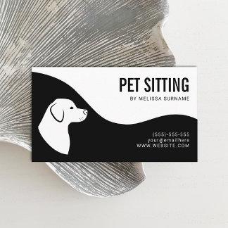 Pet Sitting Service Dog Silhouette Black And White Business Card