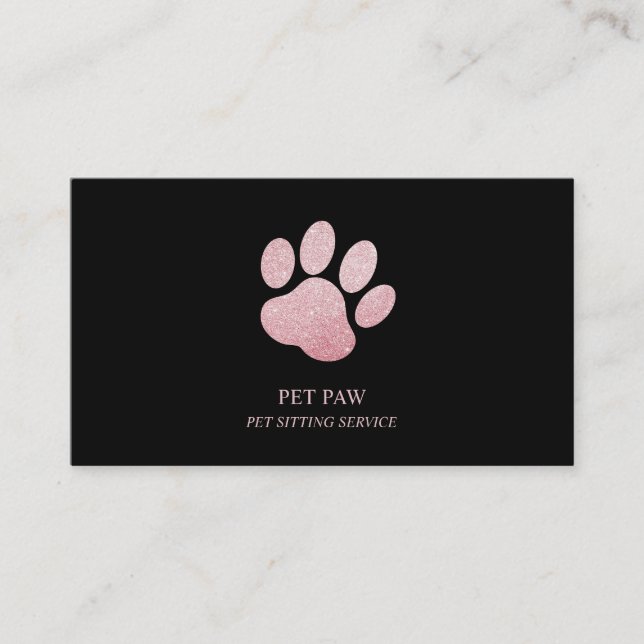 Pet Sitting Service Paw Groomer Veterinary Business Card (Front)