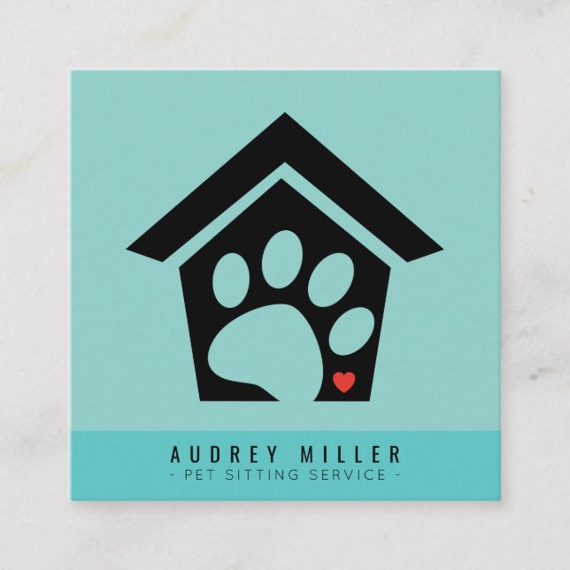 Pet Sitting Service Pet Care Square Business Card (Front)