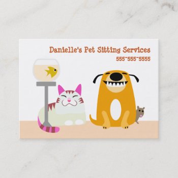 Pet Sitting Services Business Card by PetProDesigns at Zazzle