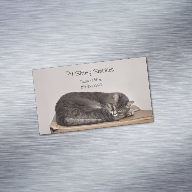 Pet Sitting Services Cat Grooming Dog Walking Business Card Magnet (In Situ)