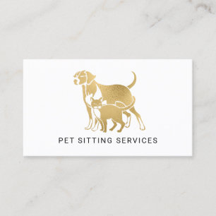 Pet Sitting Services Gold & White  Business Card