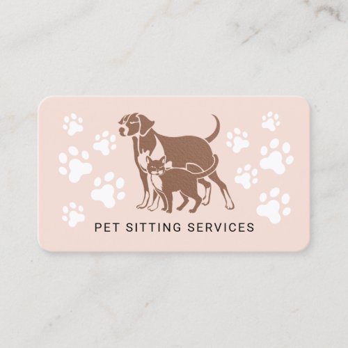 Pet Sitting Services Rose Gold  Blush Pink Busine Business Card