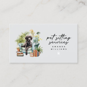 Pet Sitting Services Watercolor QR Code Business Card