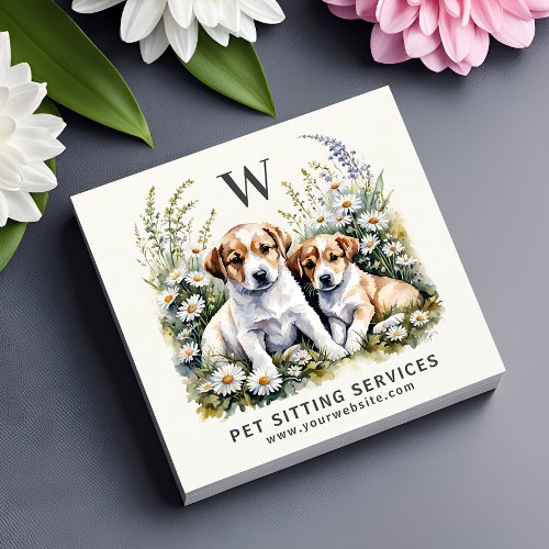 Pet Sitting Services Watercolor QR Code Square Business Card