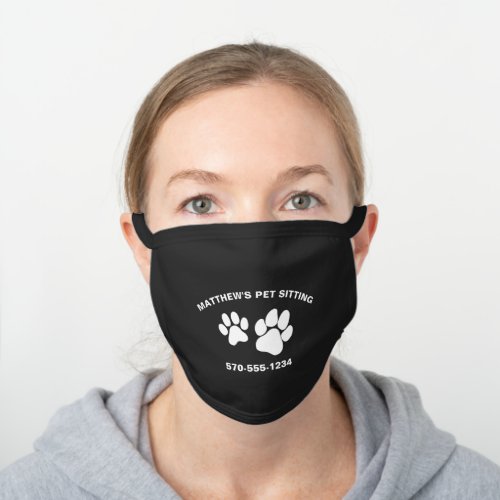 Pet Sitting Sitters Business Personalized Black Cotton Face Mask