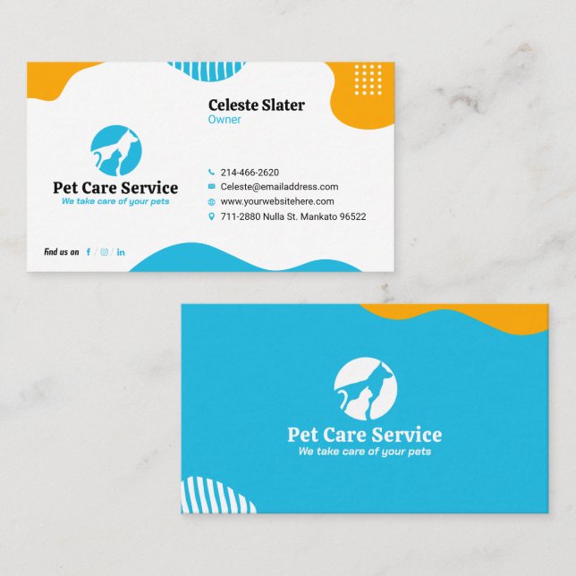 Pet Sitting, Veterinary Clinic, Vet, Pet Care,Shop Business Card (Front/Back)