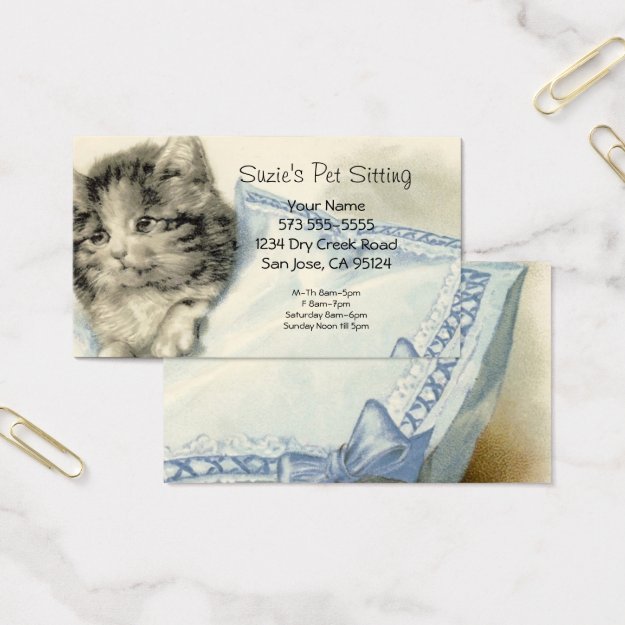 Pet Sitting Vintage Cat Business Card
