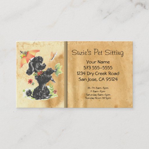 Customizable Pet Sitting Vintage Cat Business Card