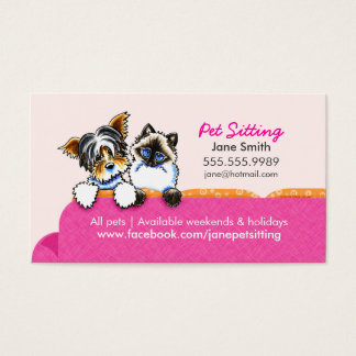 Pet Business Cards Templates Zazzle Pet Sitting Yorkie W Cat Couch Pink Business Card